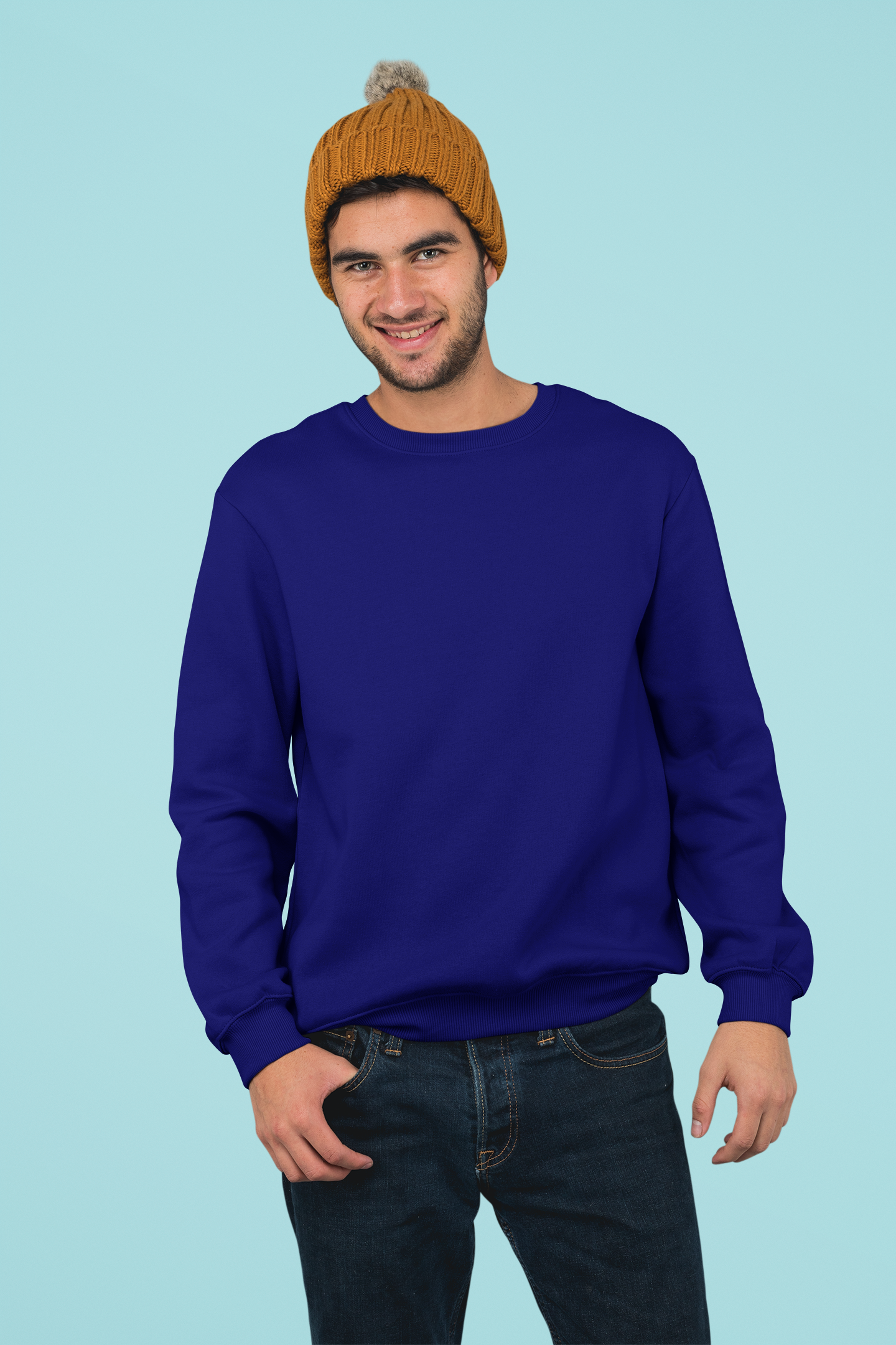 Navy Blue Essential Sweatshirt – Bio-Washed Cotton BEAST