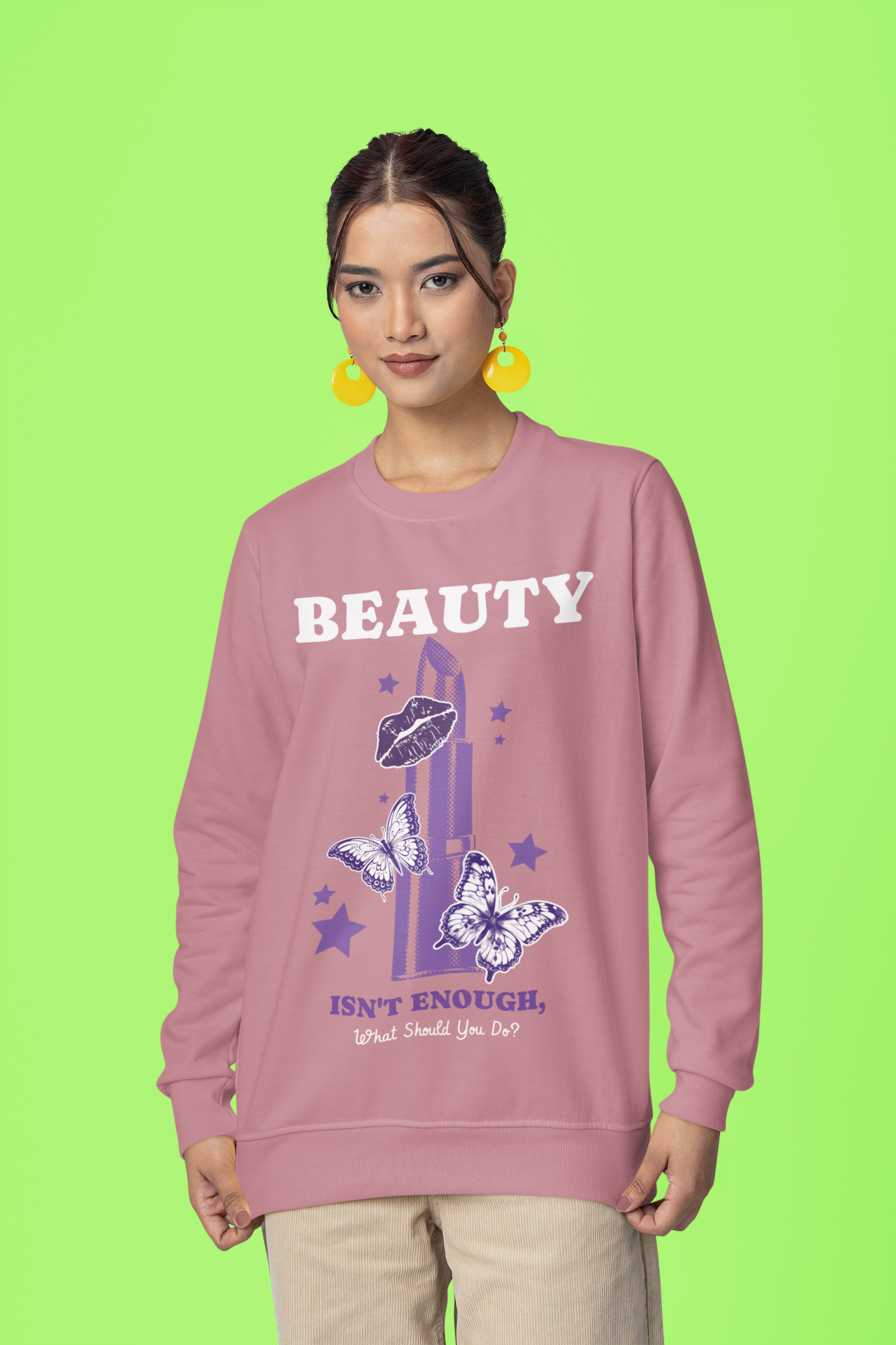Women's Old Rose Color Sweatshirt Custom