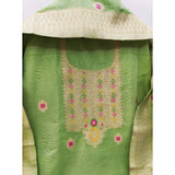 Women's Banarasi Silk Printed Unstitched Salwar Suit Material With Dupatta (Pista, 3Mtrs)