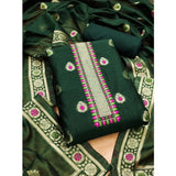 Women's Banarasi Silk Printed Unstitched Salwar Suit Material With Dupatta (Bottle Green, 3Mtrs)
