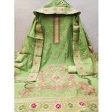Women's Banarasi Silk Printed Unstitched Salwar Suit Material With Dupatta (Pista, 3Mtrs)