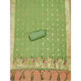Women's Banarasi Silk Printed Unstitched Salwar Suit Material With Dupatta (Pista, 3Mtrs)