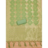 Women's Banarasi Silk Printed Unstitched Salwar Suit Material With Dupatta (Pista, 3Mtrs)