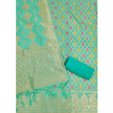 Women's Banarasi Silk Printed Unstitched Salwar Suit Material With Dupatta (sea green, 3Mtrs)
