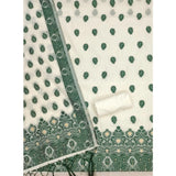 Women's Banarasi Silk Printed Unstitched Salwar Suit Material With Dupatta (Bottle Green, 3Mtrs)