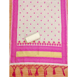 Women's Banarasi Silk Printed Unstitched Salwar Suit Material With Dupatta (Pink, 3Mtrs)