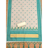 Women's Banarasi Silk Printed Unstitched Salwar Suit Material With Dupatta (Teal, 3Mtrs)