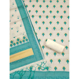 Women's Banarasi Silk Printed Unstitched Salwar Suit Material With Dupatta (Teal, 3Mtrs)