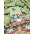 Women's Banarasi Silk Printed Unstitched Salwar Suit Material With Dupatta (Pista, 3Mtrs)