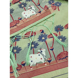 Women's Banarasi Silk Printed Unstitched Salwar Suit Material With Dupatta (Pista, 3Mtrs)