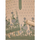 Women's Banarasi Silk Printed Unstitched Salwar Suit Material With Dupatta (Cream, 3Mtrs)