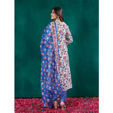 Generic Women's Cotton Blend Printed Kurti With Pant Dupatta Set (Multicolor)
