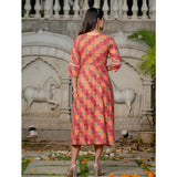 Generic Women's Rayon Print With Embroidery Work A-Line Kurti (Multicolor)
