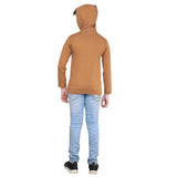 CQ Boy's Cotton Printeded Hooded Neck Hoodies (Brown)