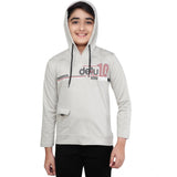 CQ Boy's Cotton Printeded Hooded Neck Hoodies (Grey )