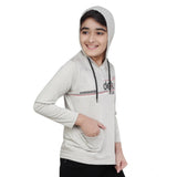 CQ Boy's Cotton Printeded Hooded Neck Hoodies (Grey )