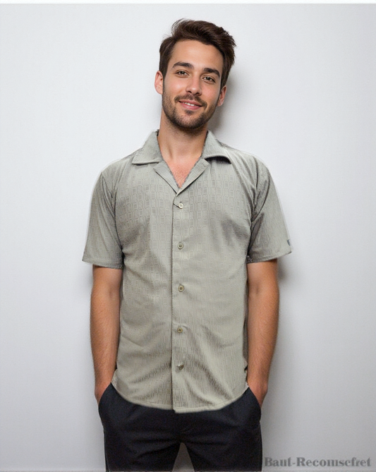 Nauticon Summer Spacex Jacquard Shirt For Men 100 Poly/Spacex Tan
