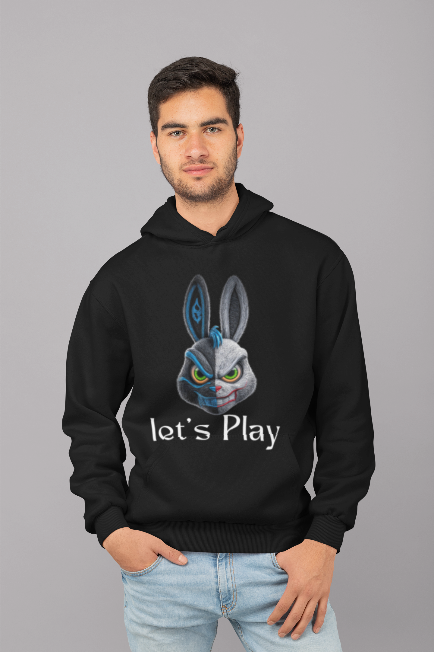 Black Premium Hoodie – Bio-Washed  BIG RABBIT