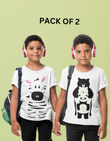 Zebra & Bear Printed T-Shirt for Kids – Soft, Stylish & Playful WHITE