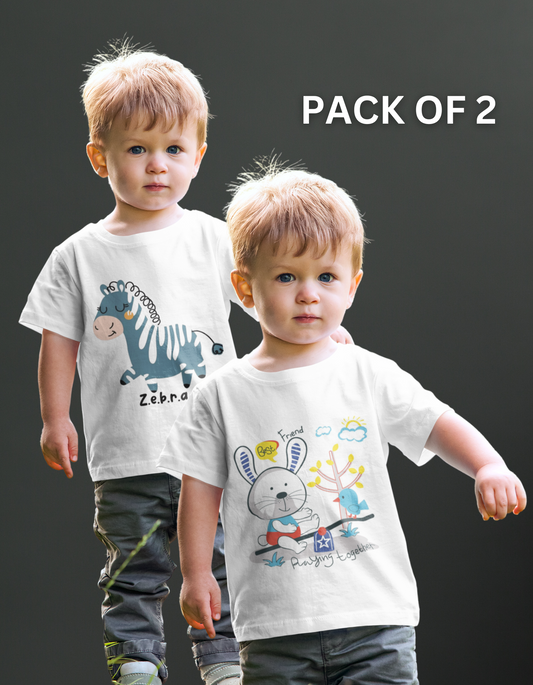 Printed T-Shirt for Kids – Soft, Stylish & Playful WHITE