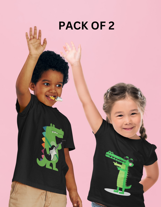 Crocodile Kids’ Animal Graphic T-Shirt – Fun & Stylish Wildlife Print BLACK
