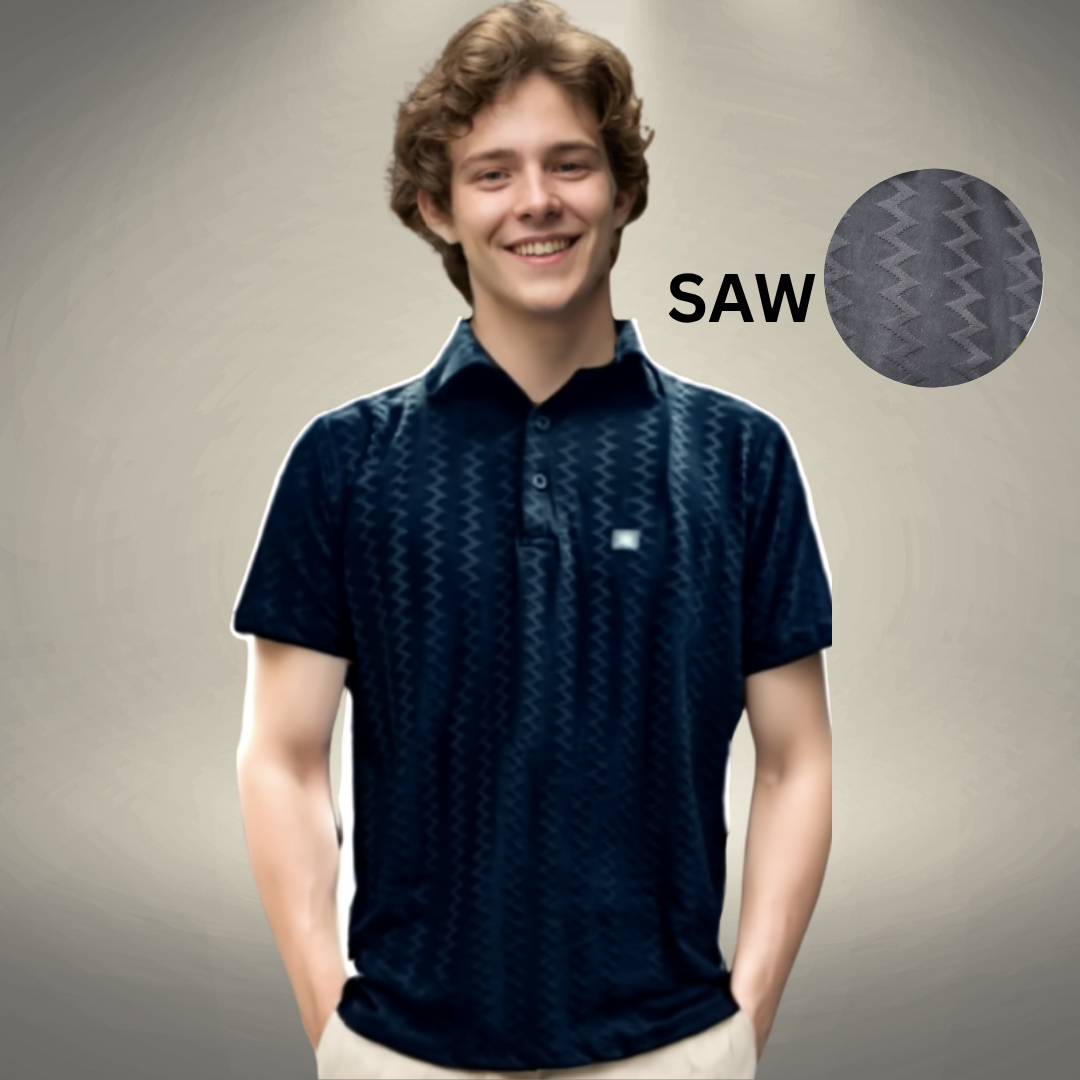 Nauticon Summer Saw Jacquard Polo T-Shirt for Men – Black