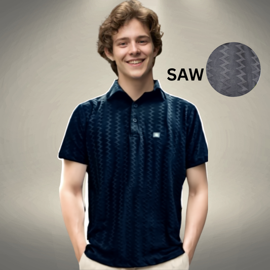 Nauticon Summer Saw Jacquard Polo T-Shirt for Men – Black