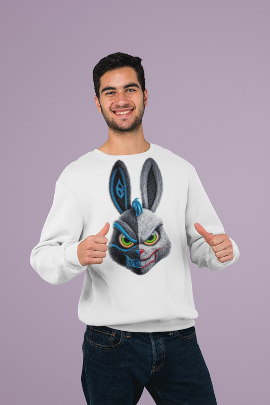 White Classic Sweatshirt – Premium Bio-Washed  RABBIT
