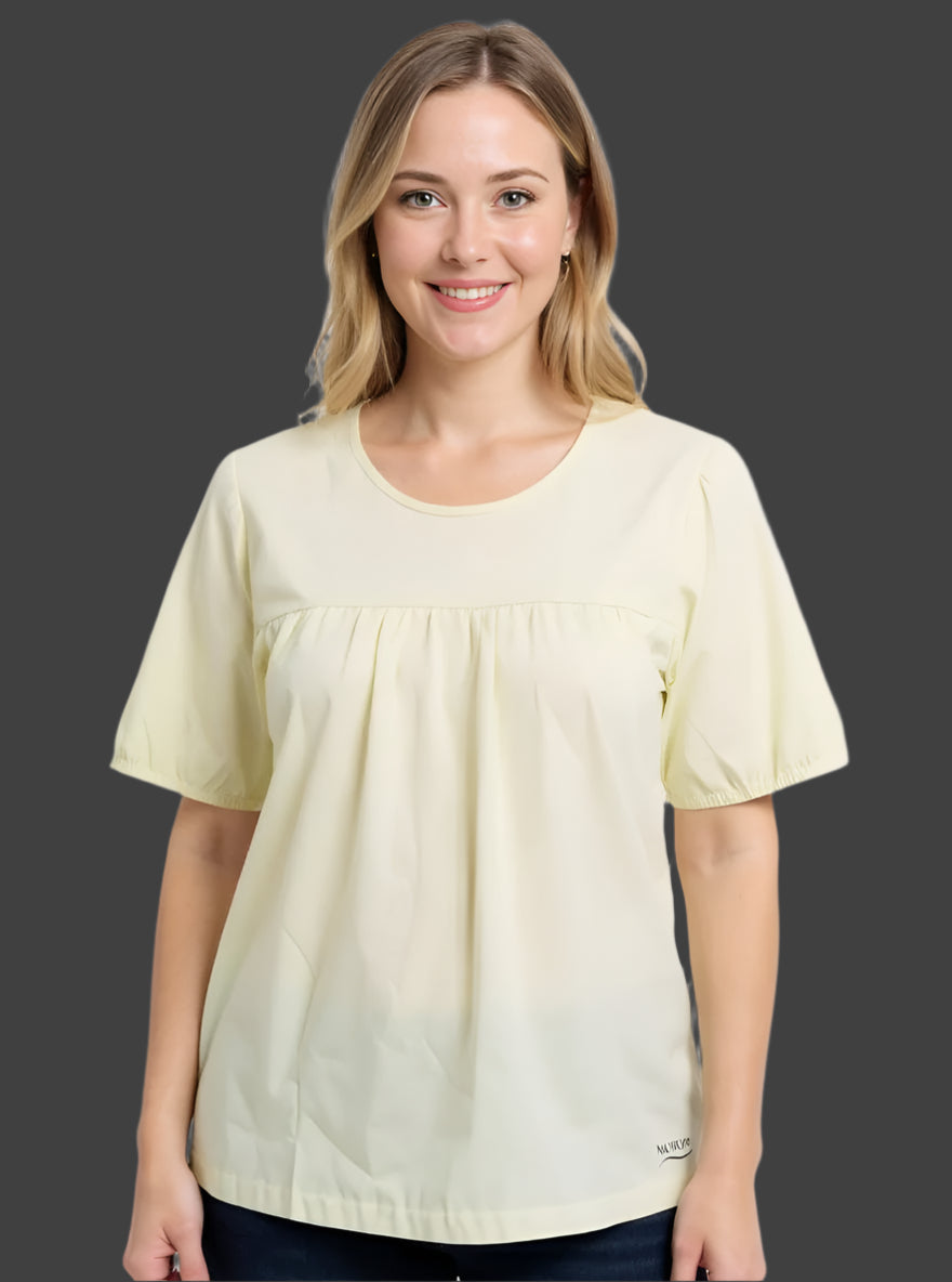 Nauticon Summer Solid Plain Crew Neck Cotton Top/Lime