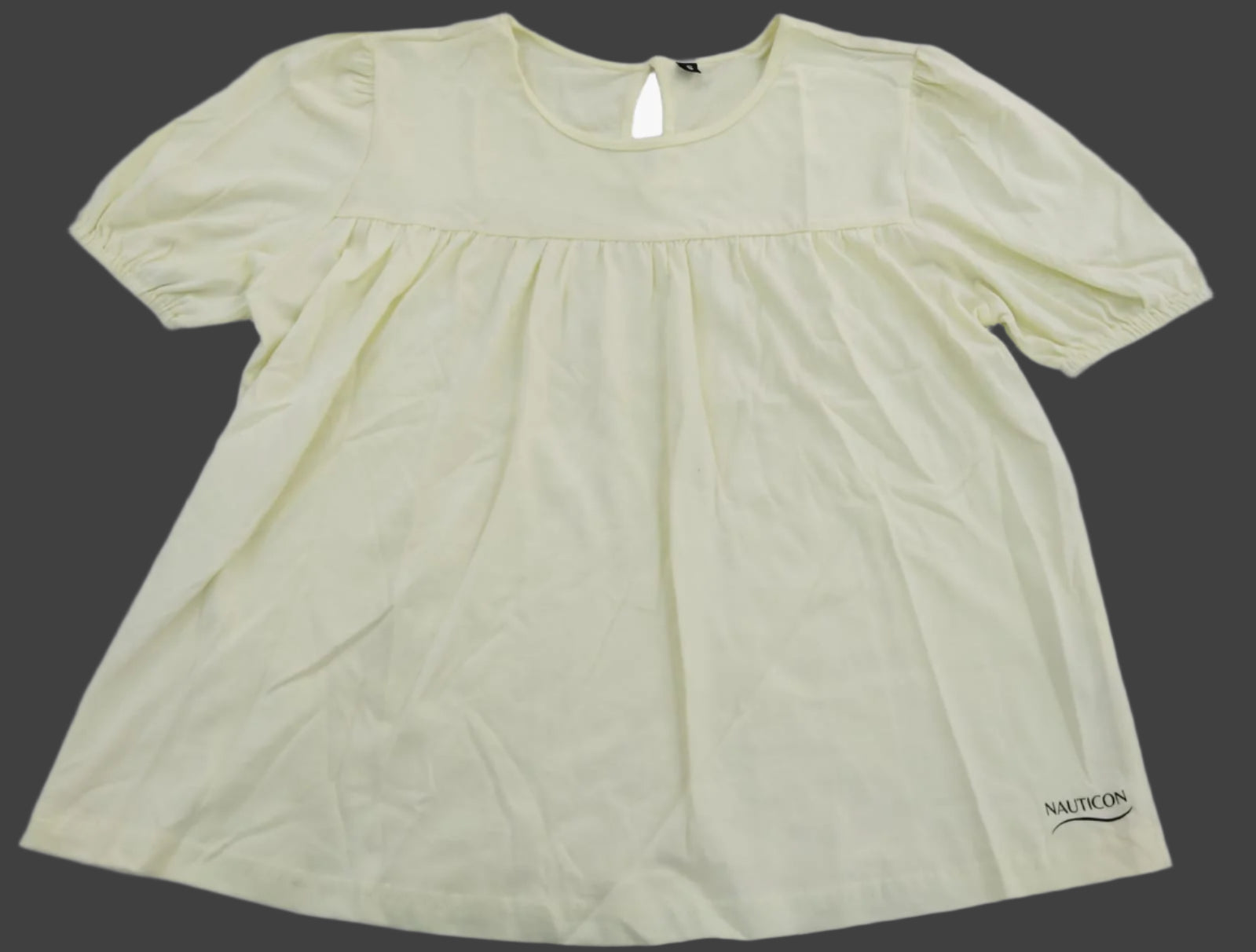 Nauticon Summer Solid Plain Crew Neck Cotton Top/Lime