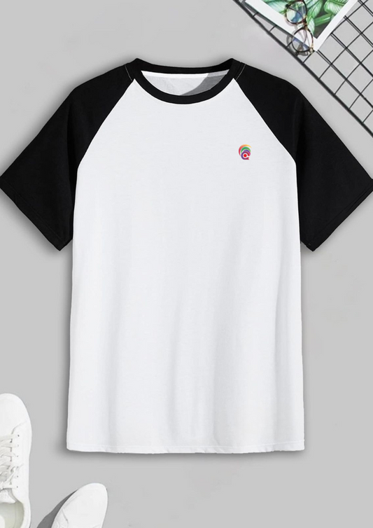 White & Black Raglan Sleeve T-Shirt for Men – Casual & Sporty
