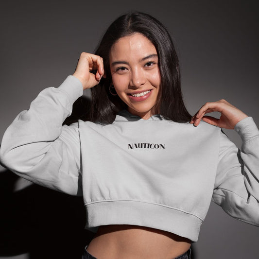 Women Cozy Crop Hoodies for Winter Grey Stay Active - NAUTICON WEARABLES