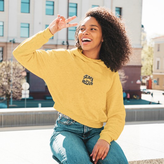 Women Cozy Crop Hoodies for Winter Radiant Mustard Stay Active - NAUTICON WEARABLES