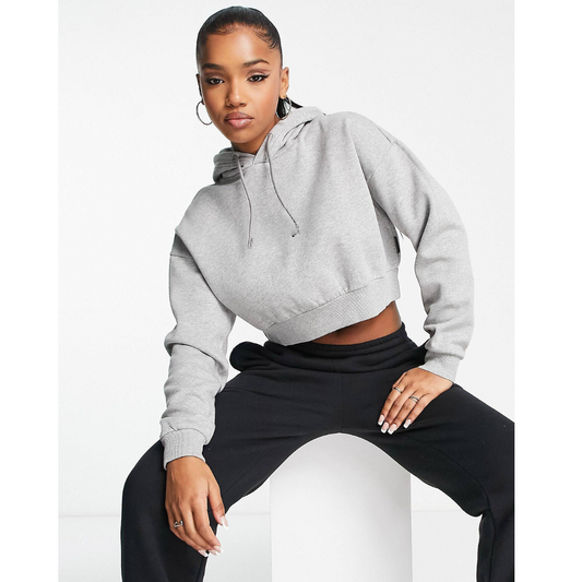 Women Crop Hoodies for Winter Grey Solid - NAUTICON WEARABLES