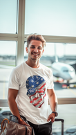 Patriotic USA Skull Graphic T-Shirt – American Flag Design Tee for Men