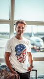 Patriotic USA Skull Graphic T-Shirt – American Flag Design Tee for Men
