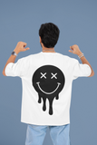Custom T-Shirt for Men Color WHITE SMILE FACE BACK Oversize