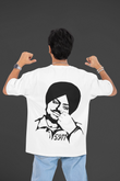Custom T-Shirt for Men Color White Sidhu Moose Wala BACK 5911 Oversize