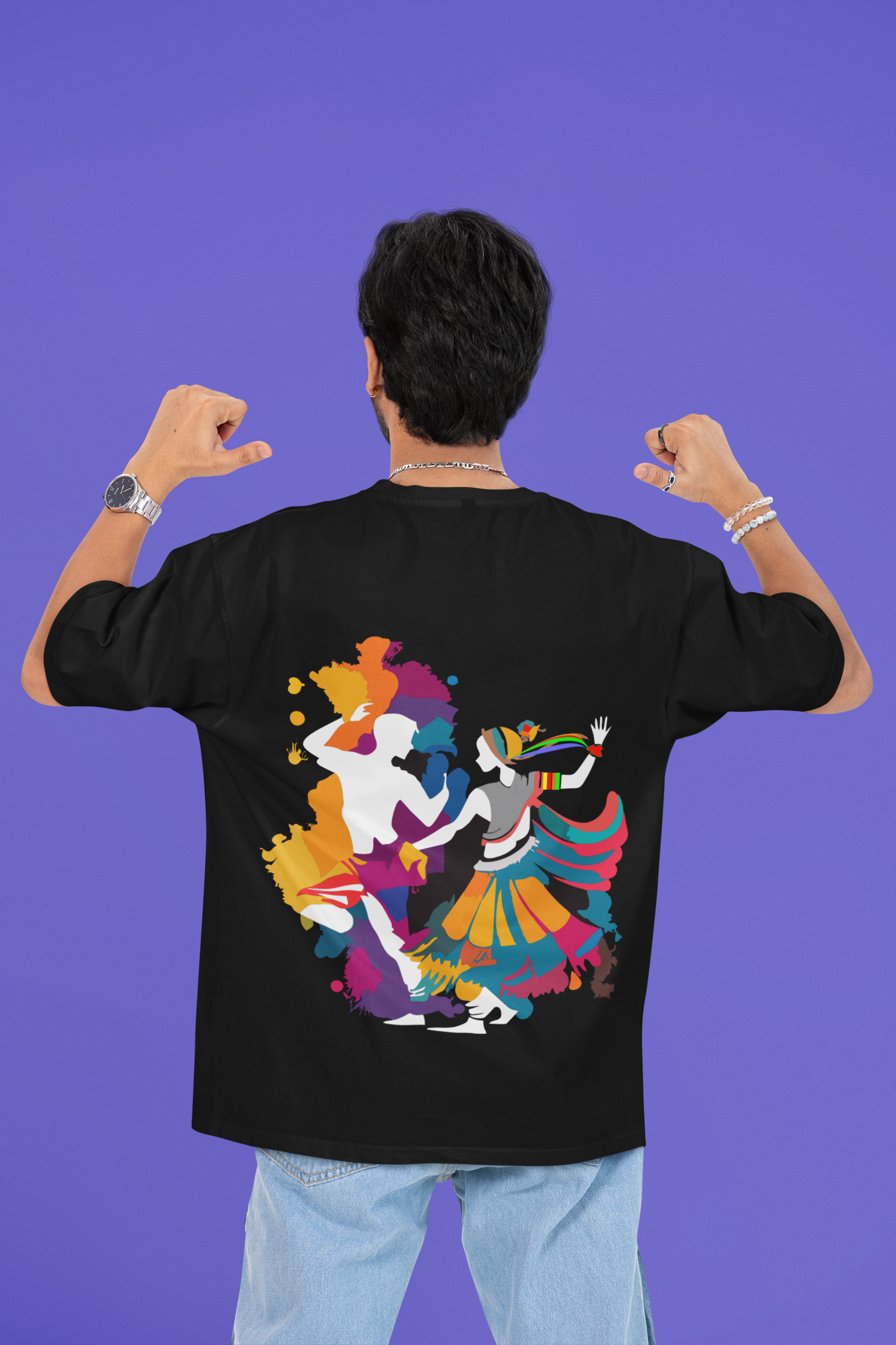 Custom T-Shirt for Men Color Black HOLI BACK Oversize