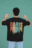 Custom T-Shirt for Men Color Black PARIS BACK Oversize