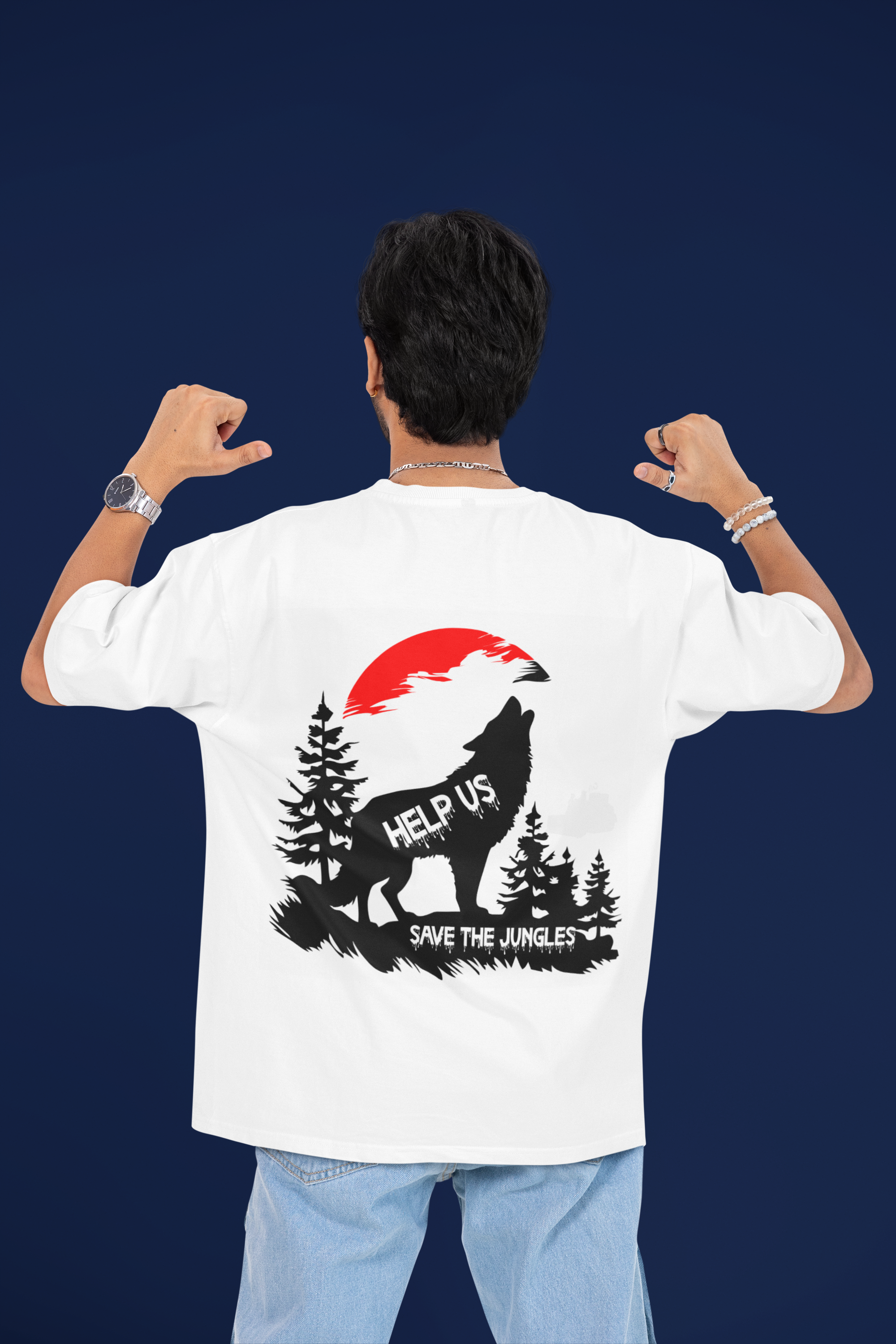 Help Us Save the Jungles T-Shirt – Eco Awareness Tee | Colorsquee Oversize Back