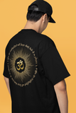 Sacred Om Symbol T-Shirt | Sanskrit Mantra Oversized Tee Back Black