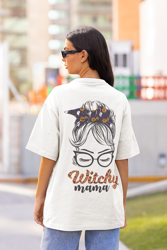 Witchy MAMA Oversized T-Shirt for Women Back – Trendy & Breathable White