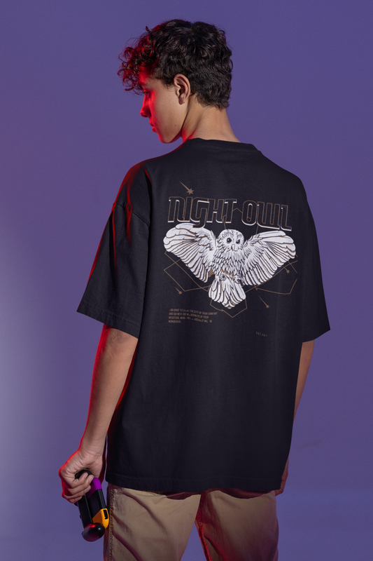 NIGHT OWL Custom T-Shirt for Men Color Black Back
