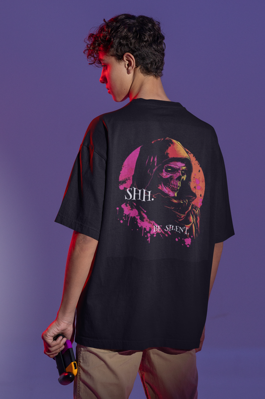 Skeleton in a Cloak at Night Custom T-Shirt for Men Color Black Back - COLORS QUEE