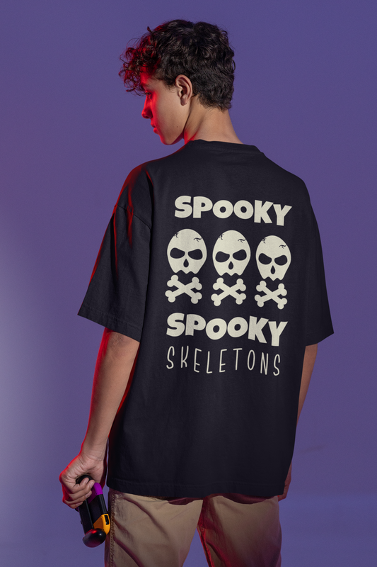 Spooky Skeletons Custom T-Shirt for Men Color Black Back - COLORS QUEE