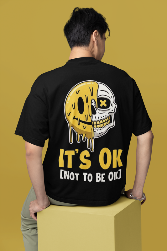 Custom T-Shirt for Men Color Black SMILLY SKULL BACK Oversize