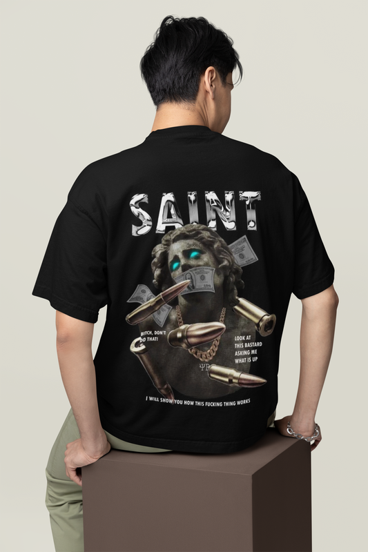 SAINT Oversized Graphic T-Shirt – Edgy Streetwear with Bold Art