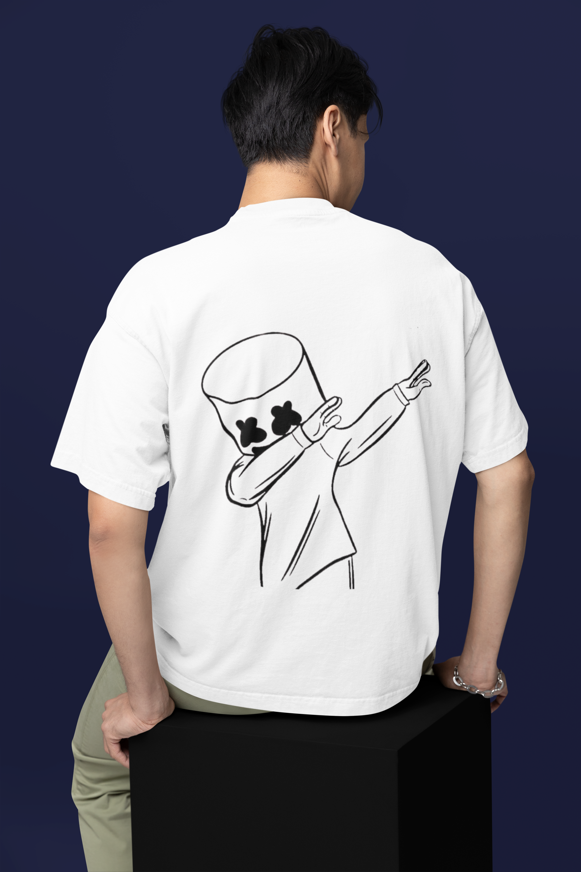 Dabbing Marshmallow Oversized T-Shirt – Fun & Trendy Streetwear White
