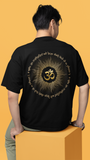 Sacred Om Symbol T-Shirt | Sanskrit Mantra Oversized Tee Back Black